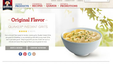 Thumbnail of an oatmeal product detail website